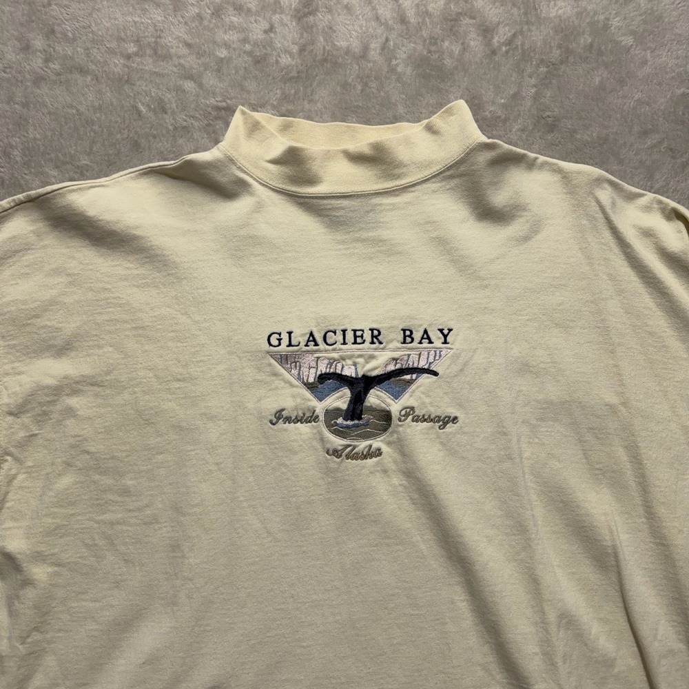 Vintage Camp David Alaska Mock Neck Shirt Embroidered Glacier Bay Mens XL Nature - Picture 2 of 12